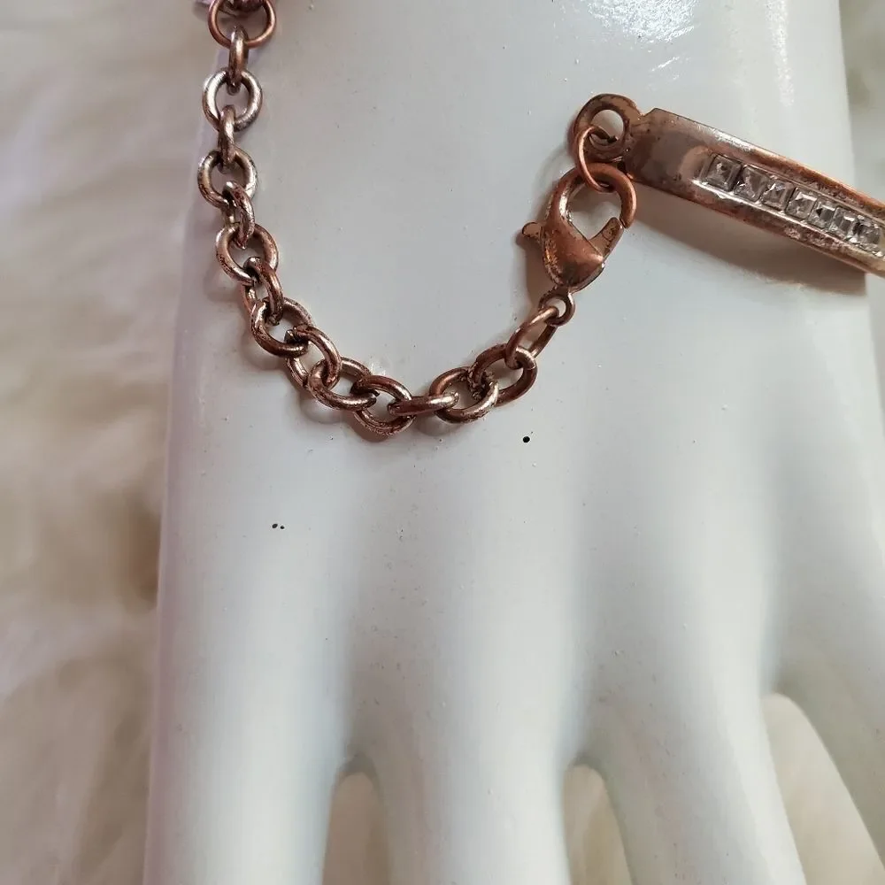 Rose Gold Rhinestone Encrusted Cuff Bangle Bracelet